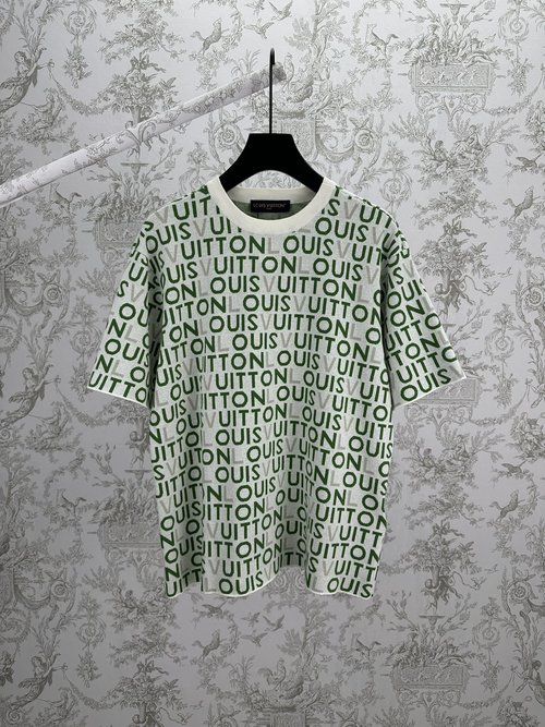 Louis Vuitton Round Neck Printed Knit Short Sleeve
