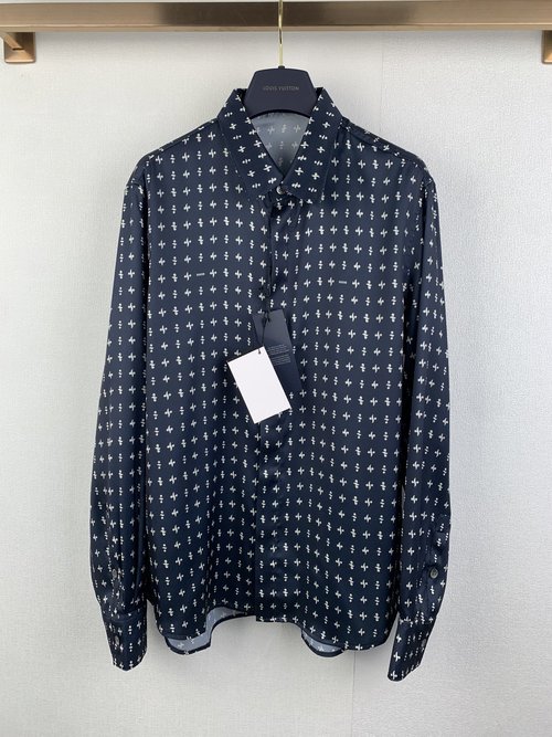 Dior Blue Silk Twill Shirt with Monsieur Pattern