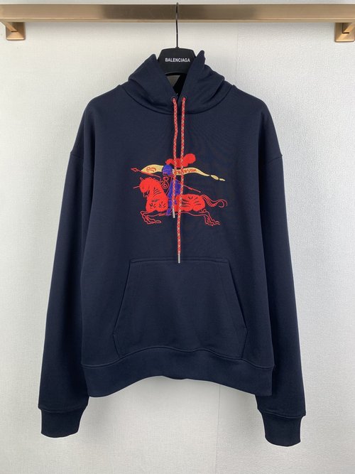 Burberry Cotton Hoodie with Equestrian Logo