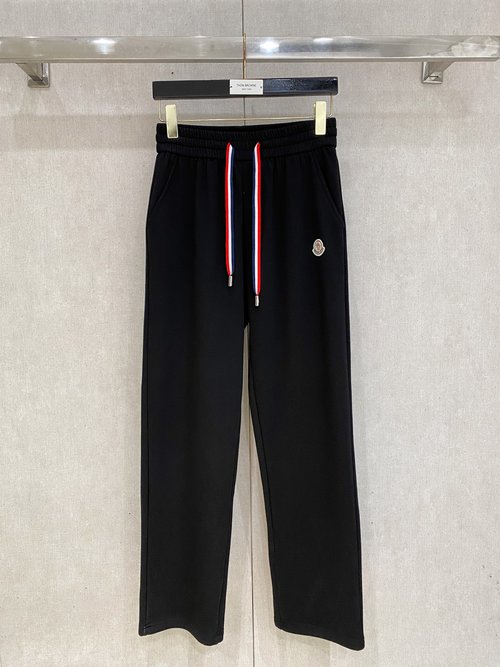 Moncler Warm Straight - leg Casual Pants with Embroidered Logo