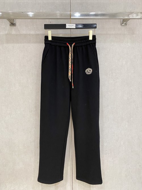 Burberry Warm Straight-leg Casual Pants with Embroidered Logo