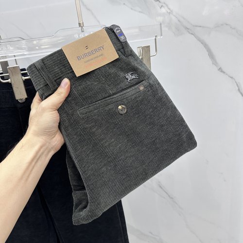 Burberry Stylish Corduroy Trousers with Premium Hardware Accents