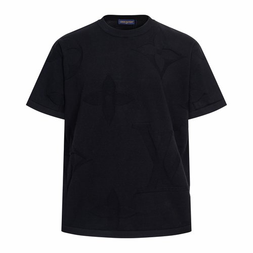 Louis Vuitton Black Hidden Pattern Knit Short Sleeve Top