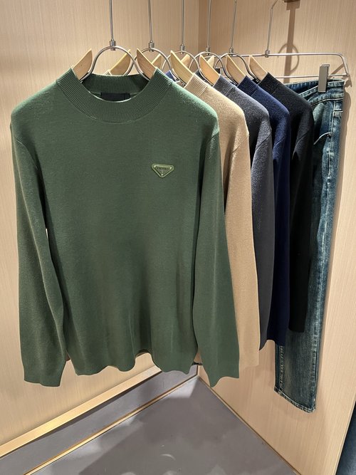 Prada Exclusive Knitted Wool Sweater with Logo Badge