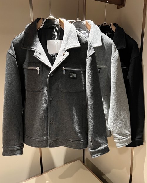 Loro Piana Woolen Jacket with Leather Logo and Windproof Design