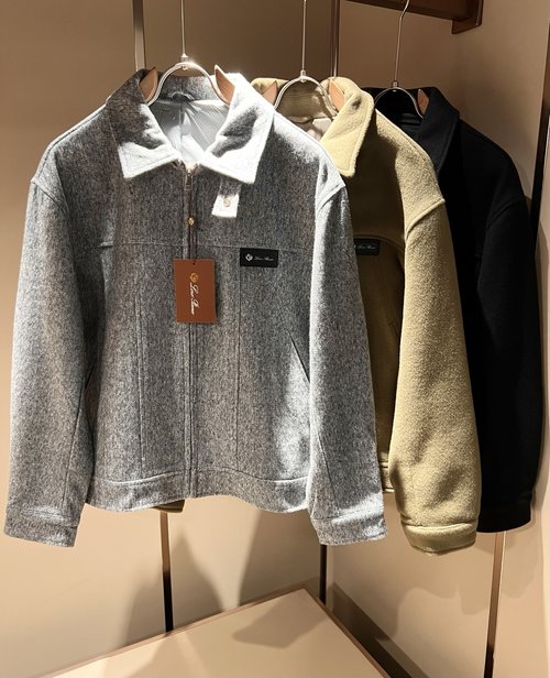 Loro Piana Sleek Wool Jacket with Leather Logo Detail