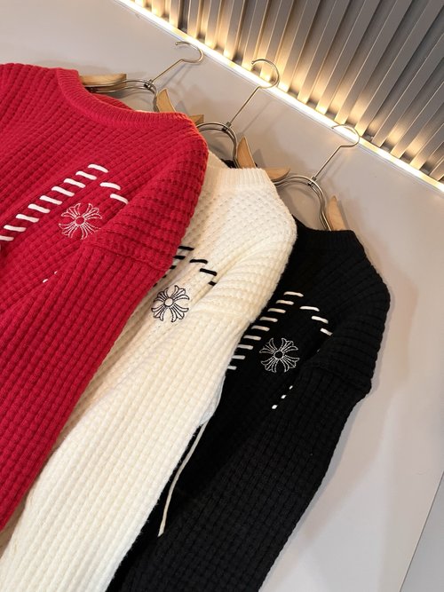 Chrome Hearts Knitted Wool Sweater with Logo Embroidery