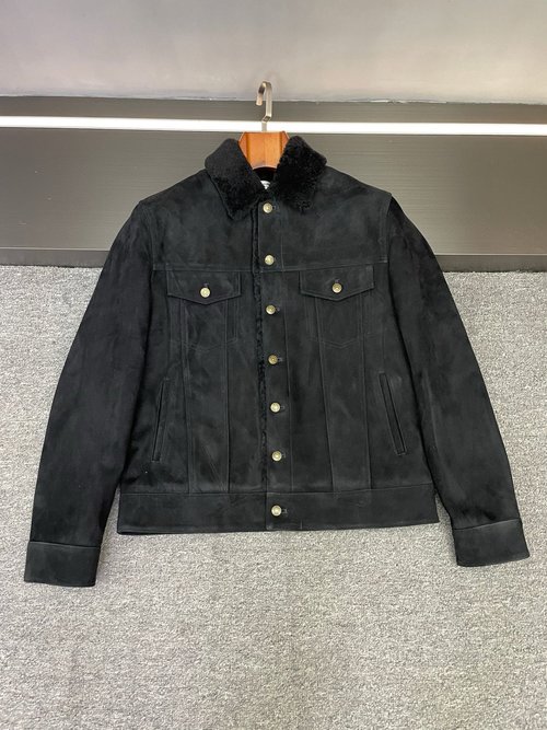 Yves Saint Laurent Fur-Trimmed Denim Jacket with Vintage Details