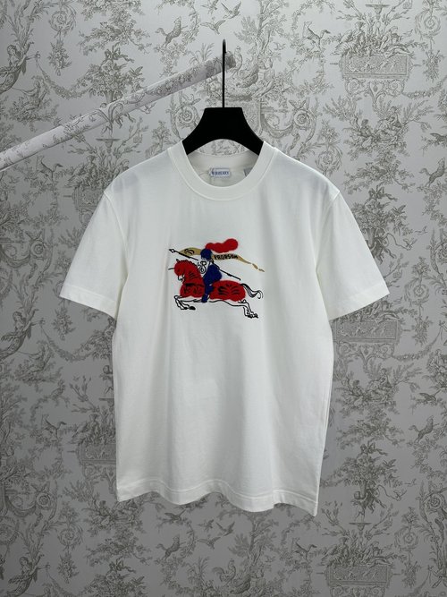 Burberry Cotton T-Shirt with Equestrian Knight Emblem for Horse Year