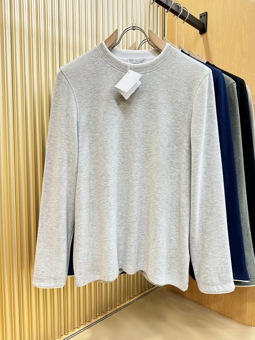 Brunello Cucinelli Soft Fleece-Lined Wool Long Sleeve