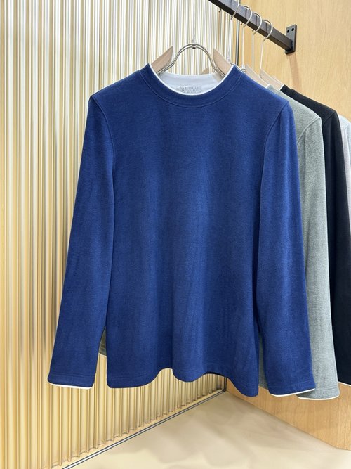 Brunello Cucinelli Soft Fleece-Lined Wool Long Sleeve