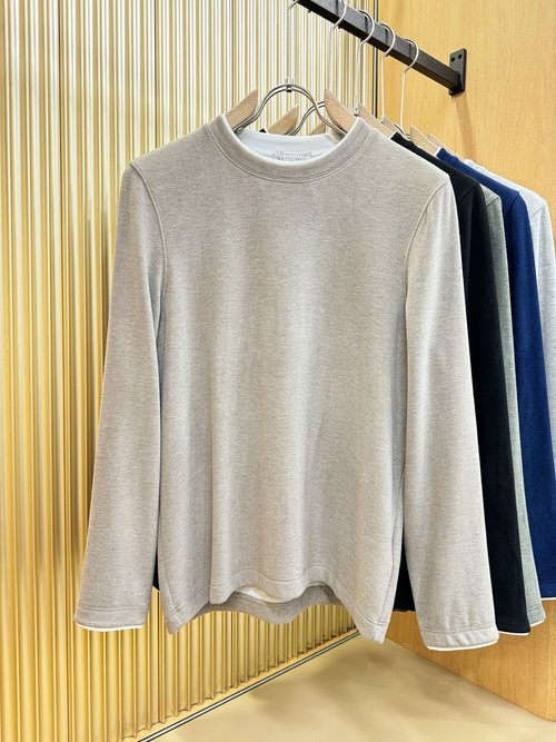 Brunello Cucinelli Luxurious Fleece-lined Wool & Silk Long Sleeve