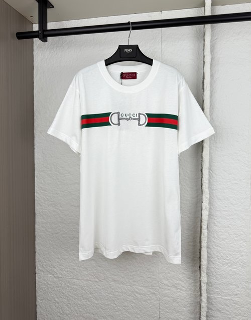 Gucci Lock-embroidery Print Short-sleeve T-shirt
