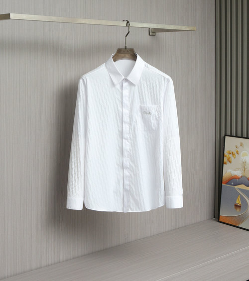 Dior Tencel Jacquard Long-Sleeved Shirt with Metallic Buttons