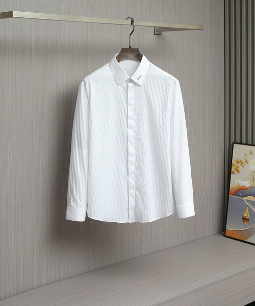 Dior Embroidered Collar Long-Sleeved Shirt with Dark Prints