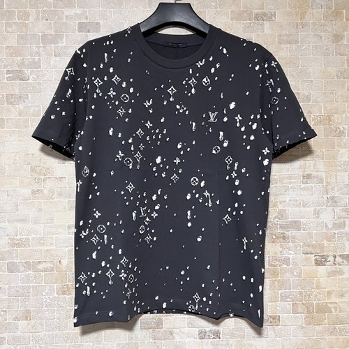 Louis Vuitton Water Drop Diamond Printed Round Neck Short Sleeve