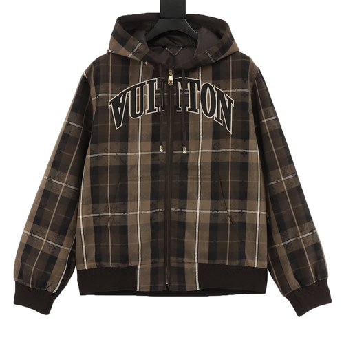 Louis Vuitton Monogram Checkered Hooded Jacket with Gothic LV Print