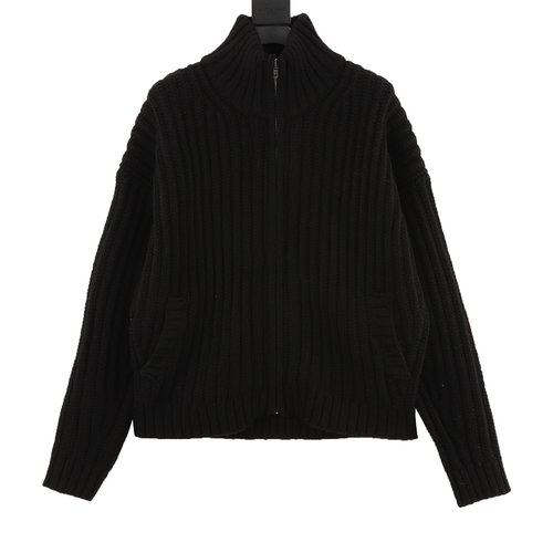 Dior Back-embroidered Zipper Wool Sweater Cardigan