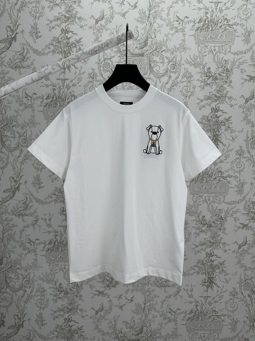 Louis Vuitton White Cotton T-Shirt with Contrast Embroidery