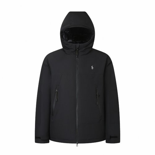 Polo Ralph Lauren Black Hooded Down Jacket with Practical Design