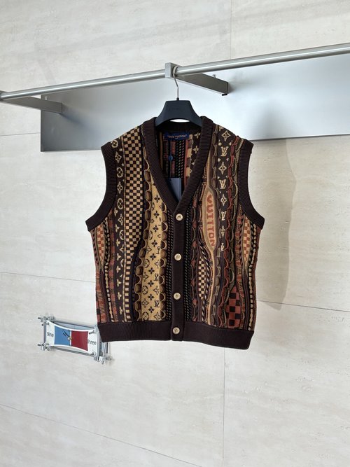 Louis Vuitton Nigo Collaboration Jacquard Knit Cardigan Vest