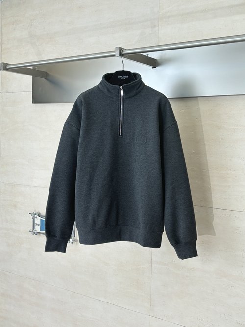 Dior Half-Zip Fleece Hoodie with Icon Print