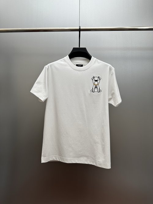 Louis Vuitton White Cotton T-Shirt with Contrast Embroidery