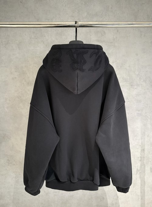 Chrome Hearts Heavyweight Zip-Up Hoodie with Silver Fox Fur Lining