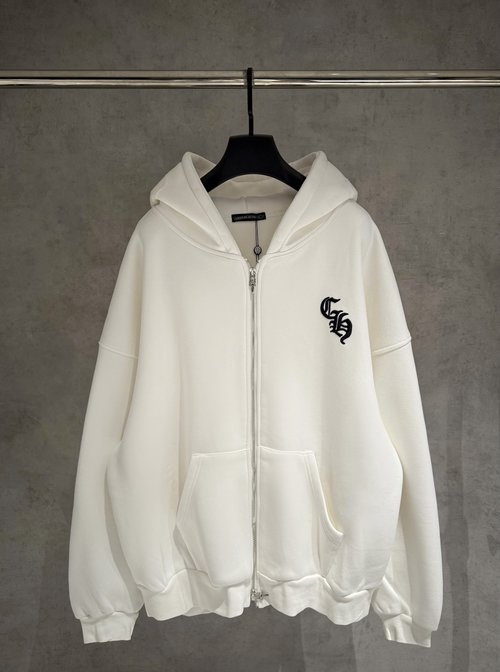 Chrome Hearts Durable Zip-Up Hoodie with Laser-Cut Pattern & Soft Lining