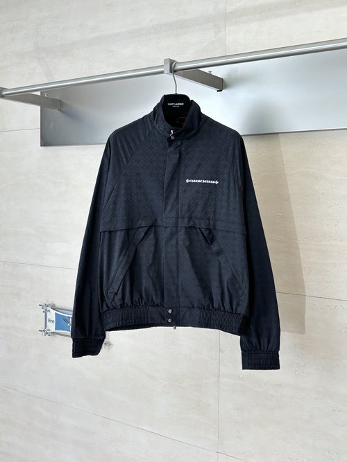 Chrome Hearts Full-Print Dark Pattern Zippered Coat with Exquisite Craft