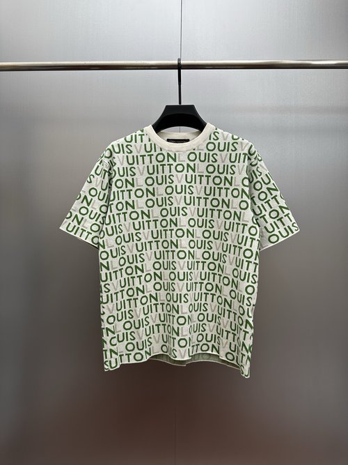 Louis Vuitton Round Neck Knitted Short Sleeve with Brand Letters