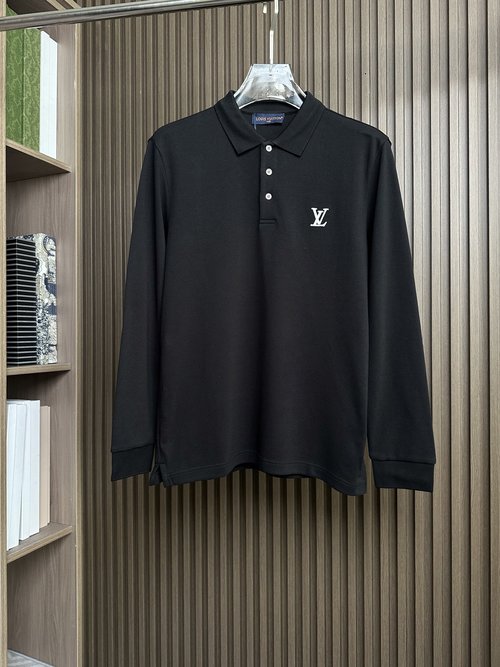 Louis Vuitton Luxury Long - Sleeve Three - Button Polo Shirt