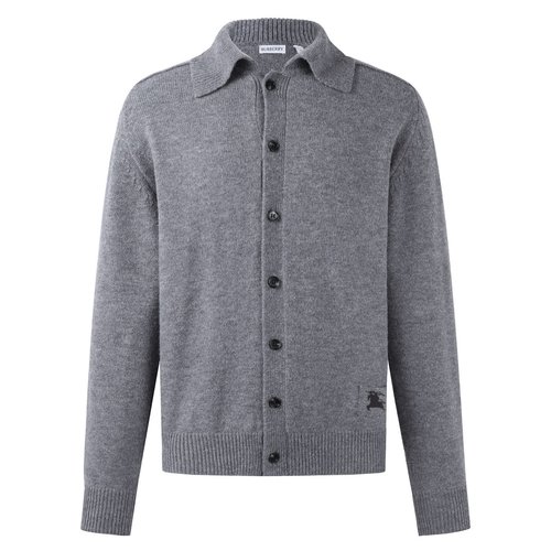 Burberry Gray Cashmere Open Cardigan with Stylish Details
