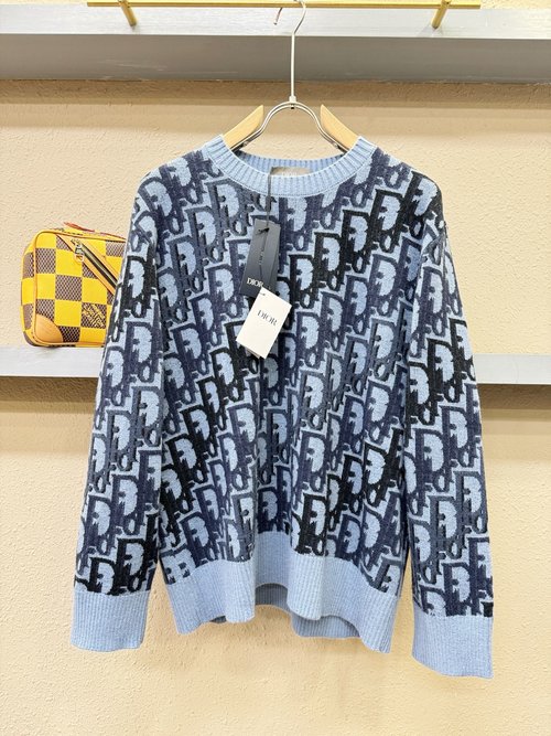 Dior Luxury Imported Wool Sweater Featuring Unique Patterns