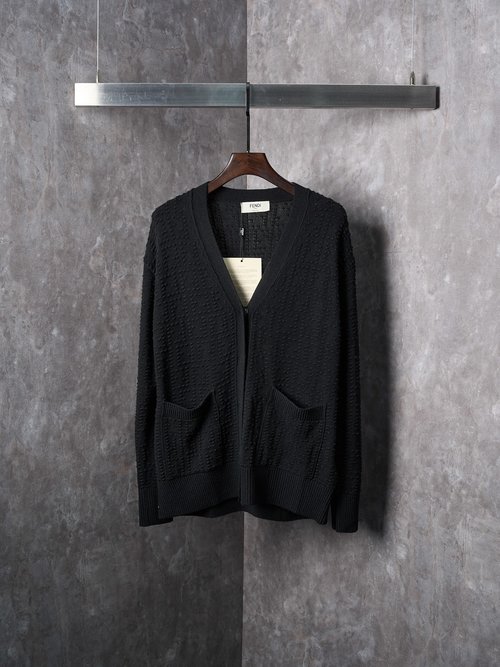 Fendi Jacquard V-Neck Long-Sleeved Cardigan