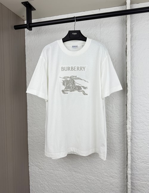 Burberry War Horse Embroidery Short Sleeve T-Shirt