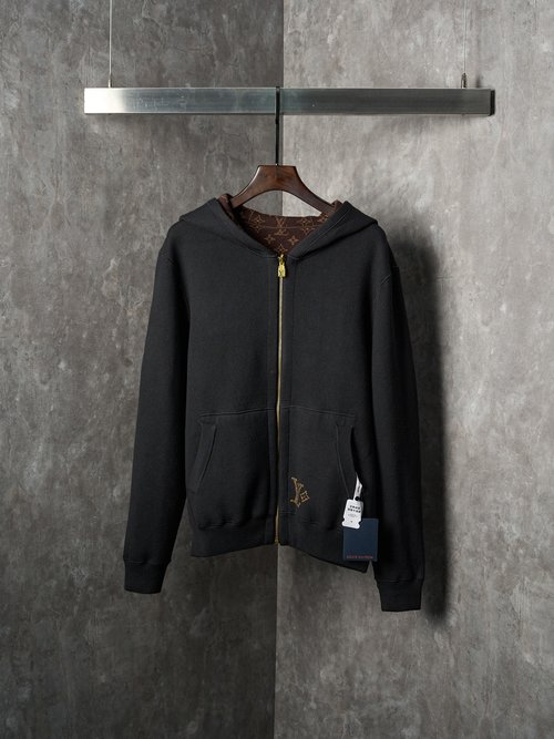 Louis Vuitton Double-sided Zip-up Hooded Woolen Coat