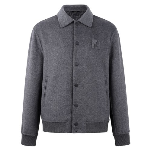 Fendi Embossed Cashmere-Silk Collared Coat