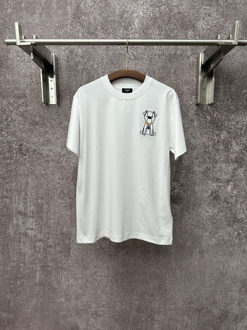 Louis Vuitton Double F Dog Contrast Embroidery Crew Neck T-Shirt