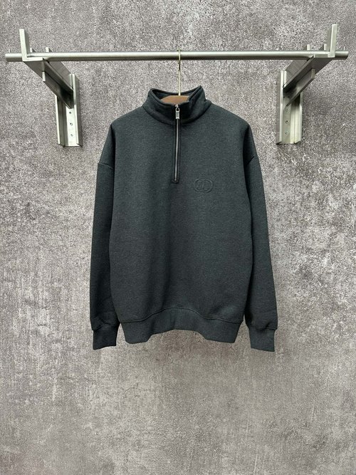 Dior Logo Embroidery Half-Zip Collared Sweatshirt