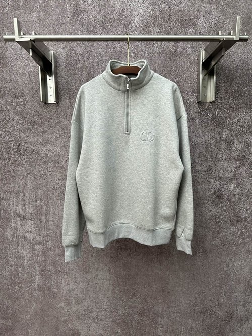 Dior Logo Embroidery Half-Zip Collared Sweatshirt