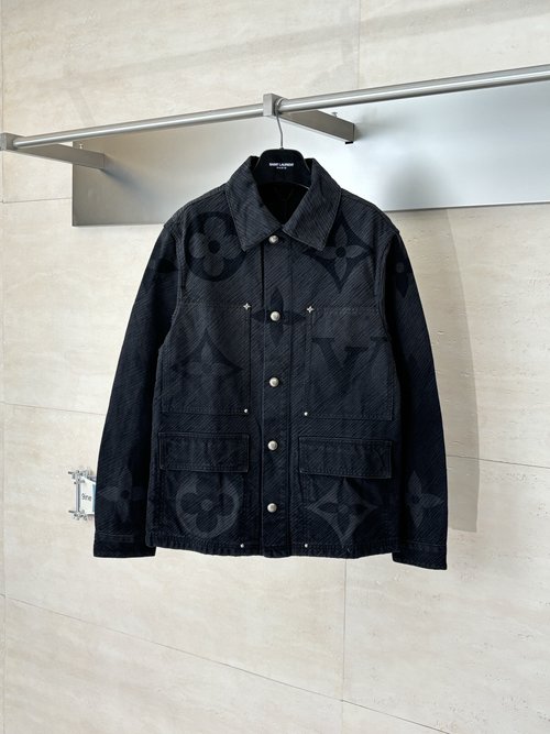Louis Vuitton Flower Jacquard Washed Denim Jacket