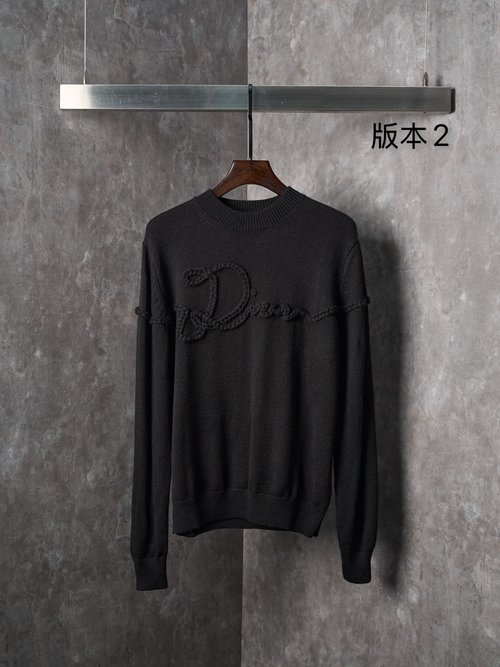 Dior Black Knitted Sweater with Ribbon Knot Pattern