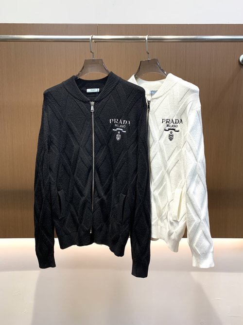 Prada Black Checked Wool Jacket with Heart and Horse Embroidery