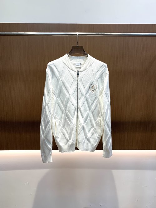 Burberry Black Checked Wool Jacket with Heart and Horse Embroidery