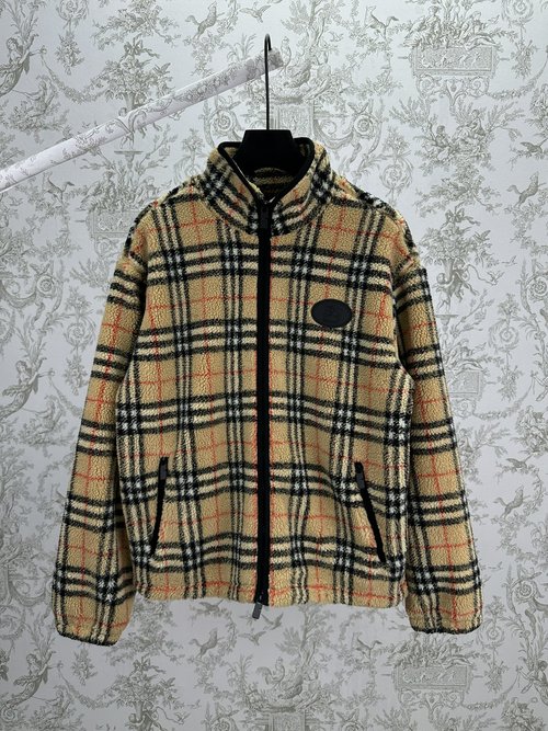 Burberry Wool-Cashmere Blend Jacket with Check Pattern