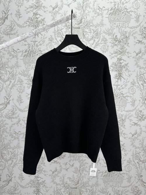 Celine Classic Triomphe Jacquard Round Neck Sweater