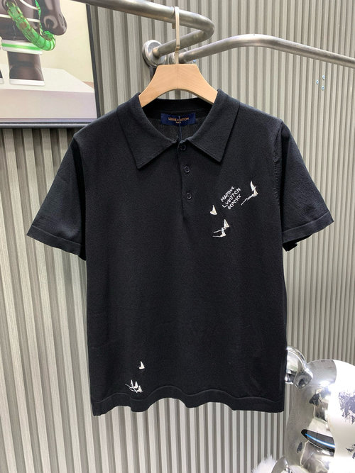 Louis Vuitton Classic Fit Short-Sleeve T-Shirt with Sailboat Embroidery
