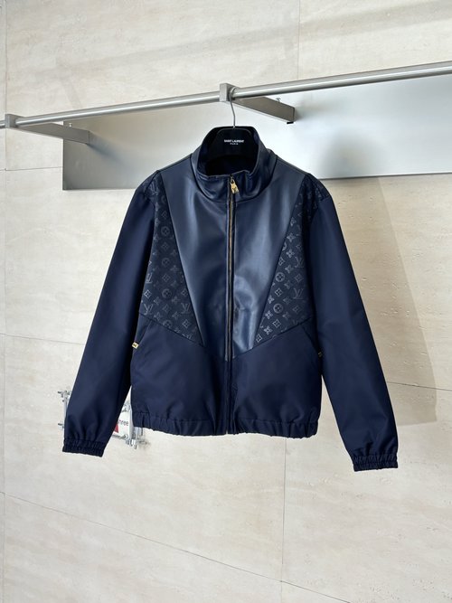 Louis Vuitton Monogram Patchwork Leather and Nylon Jacket