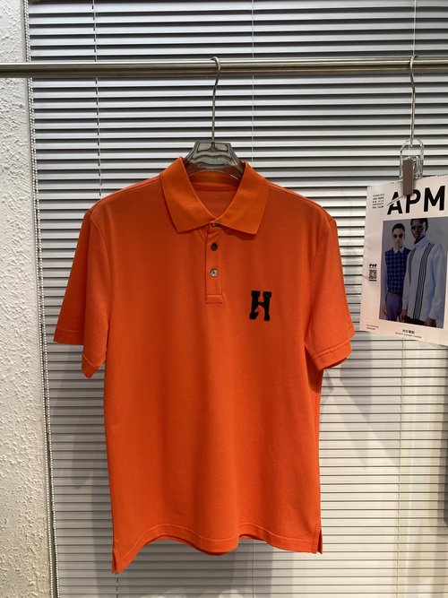 Hermes Classic All - cotton Polo Shirt with H - embroidery